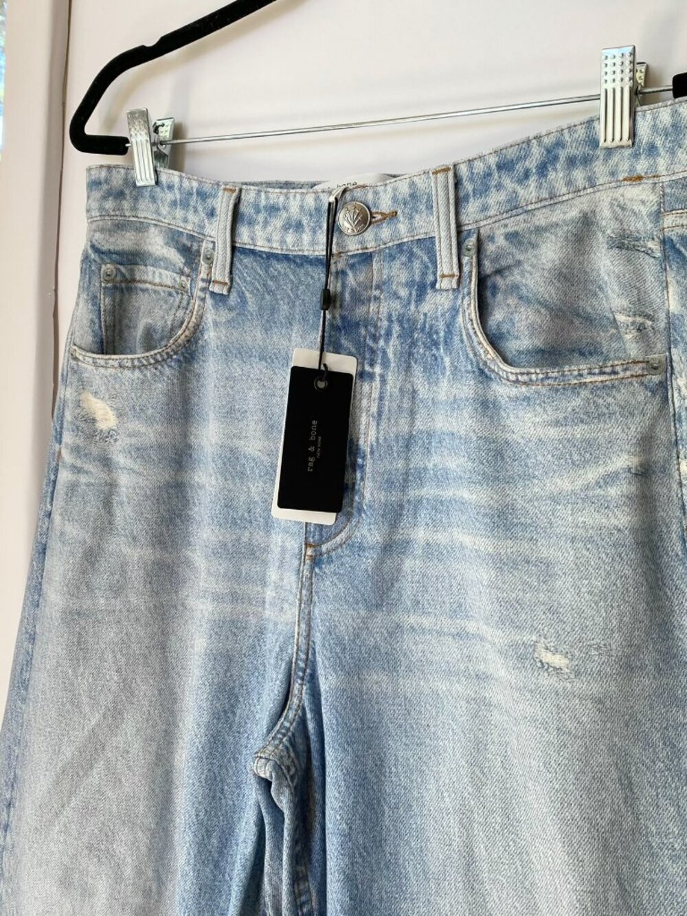 NWT Rag & Bone Miramar Sofie Wide-Leg Pants Sweatpant Jeans 30 Light Blue - Picture 7 of 16